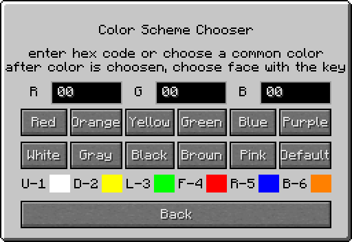 Cube Sim Color Scheme GUI